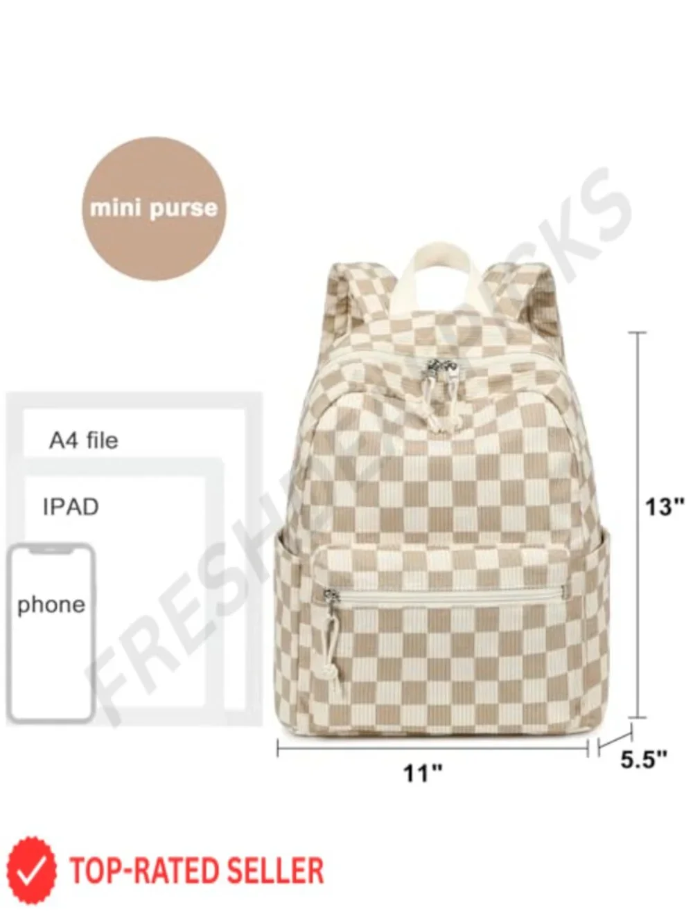 Bluboon Kids Mini Corduroy Backpack - Adjustable Strap, 6 Pockets, School